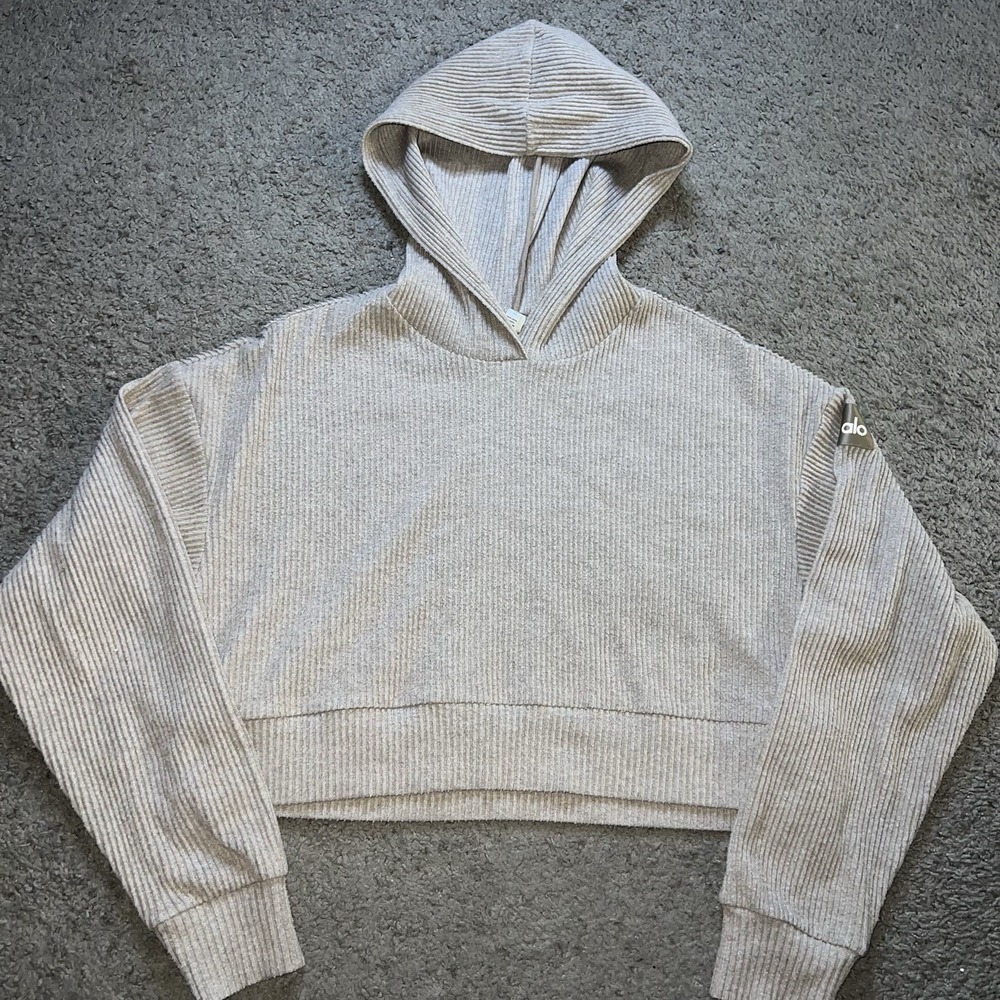 Alo Yoga Muse Hoodie Women XS Cropped Sweatshirt Pilates Yoga Athleisure